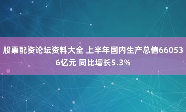 股票配资论坛资料大全 上半年国内生产总值660536亿元 同比增长5.3%